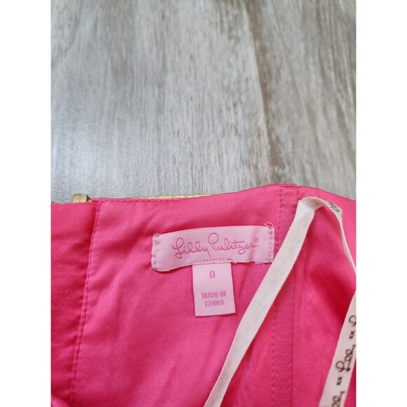 Lilly Pulitzer Sami-Ryan Metallic Striped Strapless Dress Size 0 Bead Hotty Pink - Picture 4 of 12